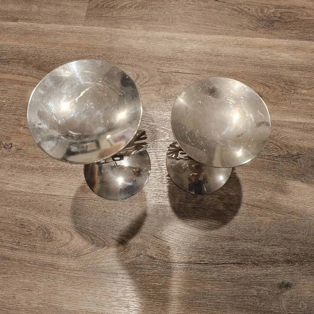 Silver Snowflake Candle Holders‎ Pair